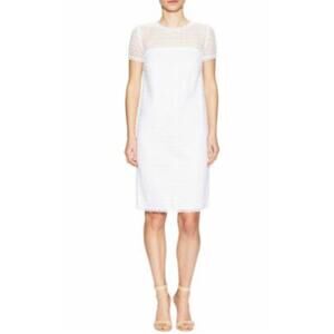 Escada White Fringe Trimmed Shift Dress - size 10 (40)